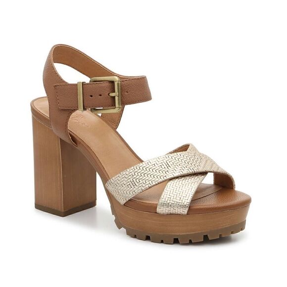 CROWN VINTAGE JULA PLATFORM SANDAL in Gold Cognac - Picture 2 of 9